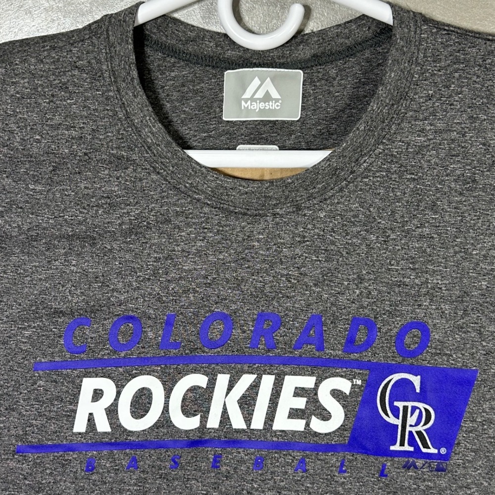 Majestic Colorado Rockies Baseball T-Shirt Mens 2XL Gray MLB NWOT